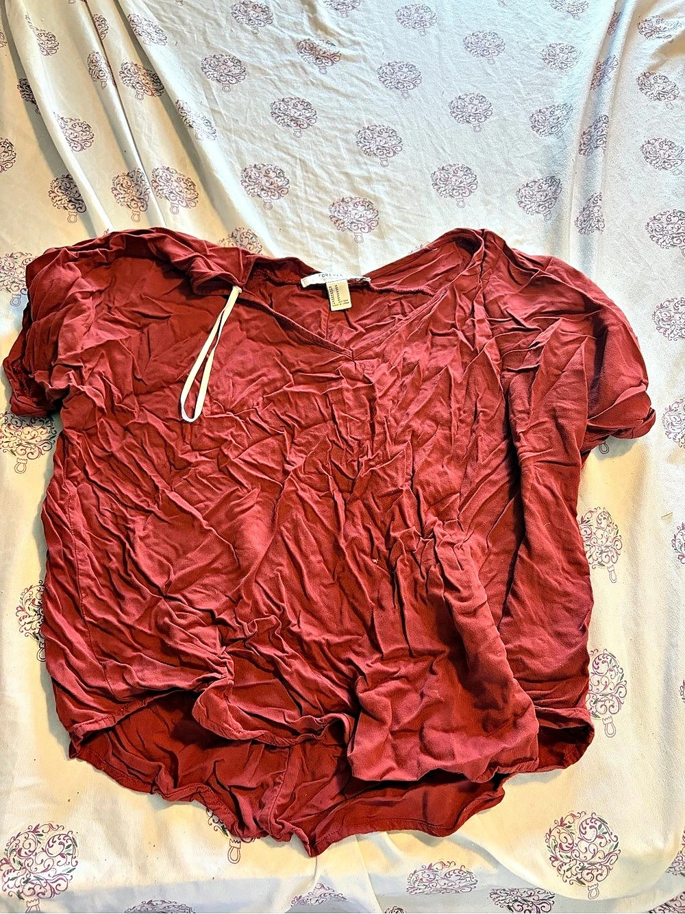 Forever 21 Short Sleeve Blouse in Red Size Medium